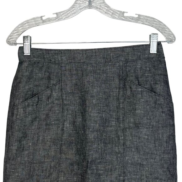 Ann Taylor Pencil Skirt Linen Womens Size 4 Gray Lined Business Professional - Picture 3 of 9